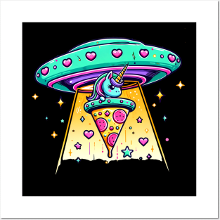 Funny Pizza Unicorn Ufo Posters and Art